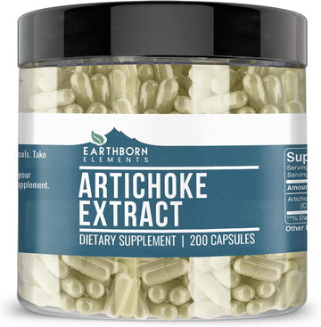 Earthborn Elements Artichoke Extract 200 Capsules, Pure & Undiluted, No Additives