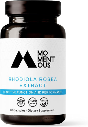 Momentous Rhodiola Rosea Supplement - Adaptogen Supplement For Cognitive Function, Fatigue & Stress Support - Rhodiola Rosea Root Extract - Nsf Certified, Gmo-Free, Gluten Free, Vegan, 60 Servings