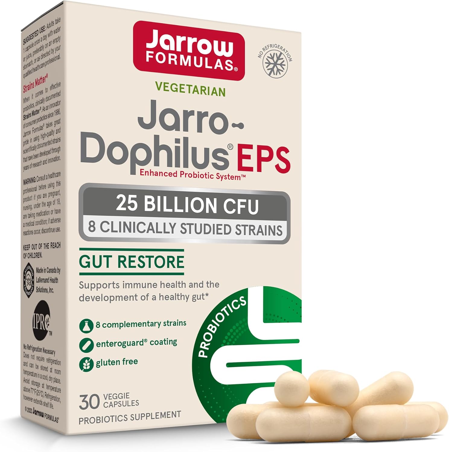 Jarrow Formulas Jarro-Dophilus Eps Gut Restore Probiotics 25 Billion Cfu With 8 Clinically-Studied Strains, Dietary Supplement For Intestinal And Immune Support, 30 Veggie Capsules, 30 Day Supply