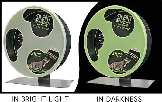 Silent Runner Glow Wheel - 12" Regular - Silent, Fast, Durable Exercise Wheel - Sugar Gliders, Hamsters, Female Rats, Mice & Small Pets