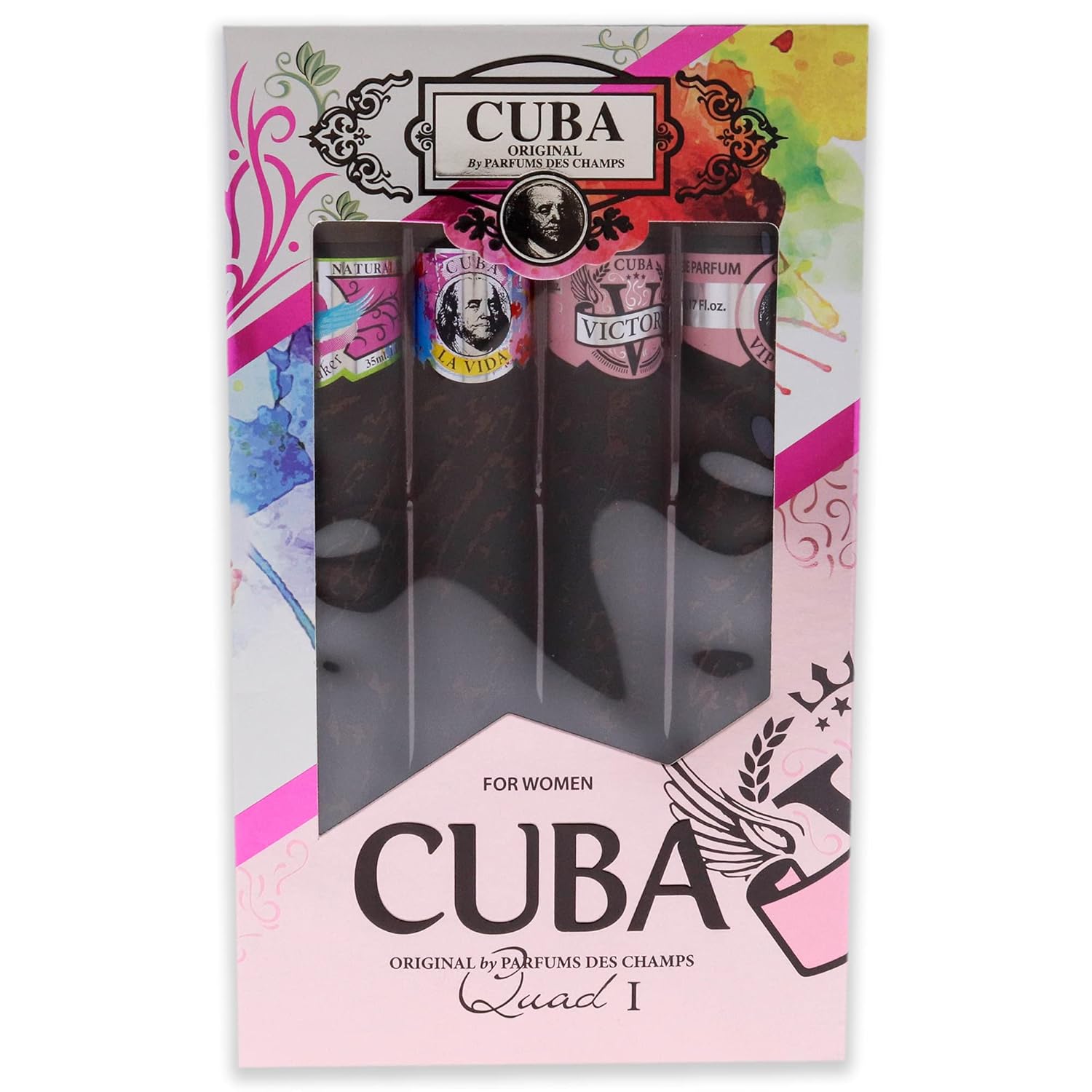 Cuba Quad I 4 Piece Set For Women Heartbreak + La Vida Victory Vip Eau De Parfum Spray 1.17 Ounce Each : Beauty & Personal Care