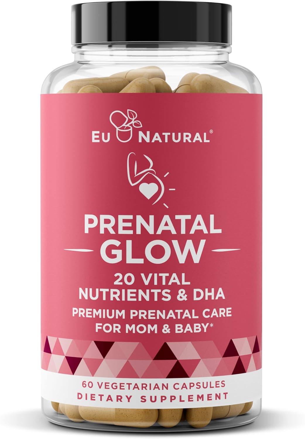 Glow Prenatal Vitamins For Women – 20-In-1 Vital Nutrients For Healthy Pregnancy And Fetal Development – Folic Acid & Vegan Dha For Baby'S Growth & A Comfortable Pregnancy