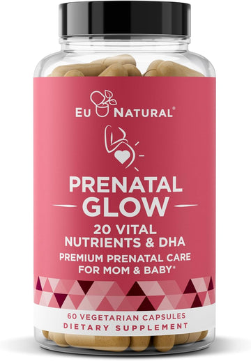 Glow Prenatal Vitamins For Women – 20-In-1 Vital Nutrients For Healthy Pregnancy And Fetal Development – Folic Acid & Vegan Dha For Baby'S Growth & A Comfortable Pregnancy