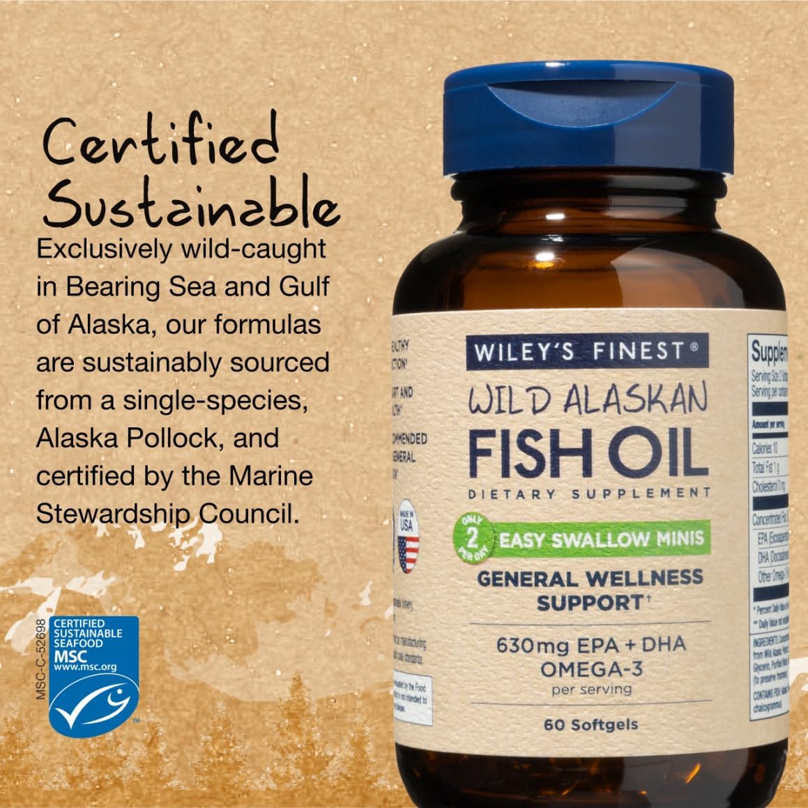 Wiley's Finest Wild Alaskan Fish Oil Easy Swallow Minis - Omega-3 Fish