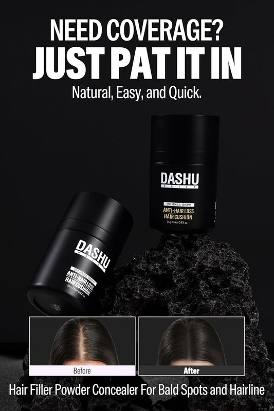 Dashu Daily Hair Cushion For Hair Fall | Hair Fibers For Thinning Hair Temporary Hair Color For Gray Hair Coverage Root Concealer Hairline Powder | Waterproof Bald Spot Cover Up For Men 0.56Oz (Brown)