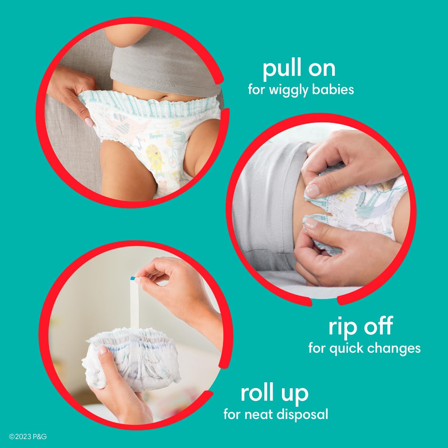 Pampers Pull On Cruisers 360° Fit Disposable Baby Diapers Size 3, 2 Months Supply (2 x 168 Count) with Sensitive Water Based Baby Wipes 12X Multi Pack Pop-Top and Refill (1008 Count) : Baby