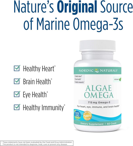 Nordic Naturals Algae Omega - 60 Soft Gels - 715 mg Omega-3 - Certifie