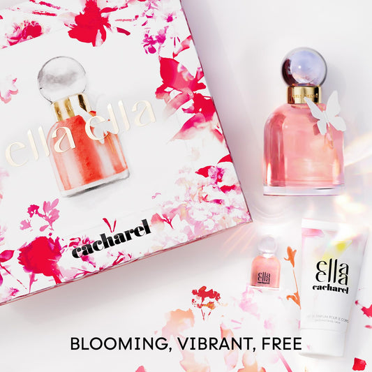 Cacharel Ella Ella - Fragrance Gift Set For Women - Includes Eau De Parfum 3.4 Fl Oz, Perfumed Body Lotion 1.7 Fl Oz, Mini Size 0.17 Fl Oz : Beauty & Personal Care