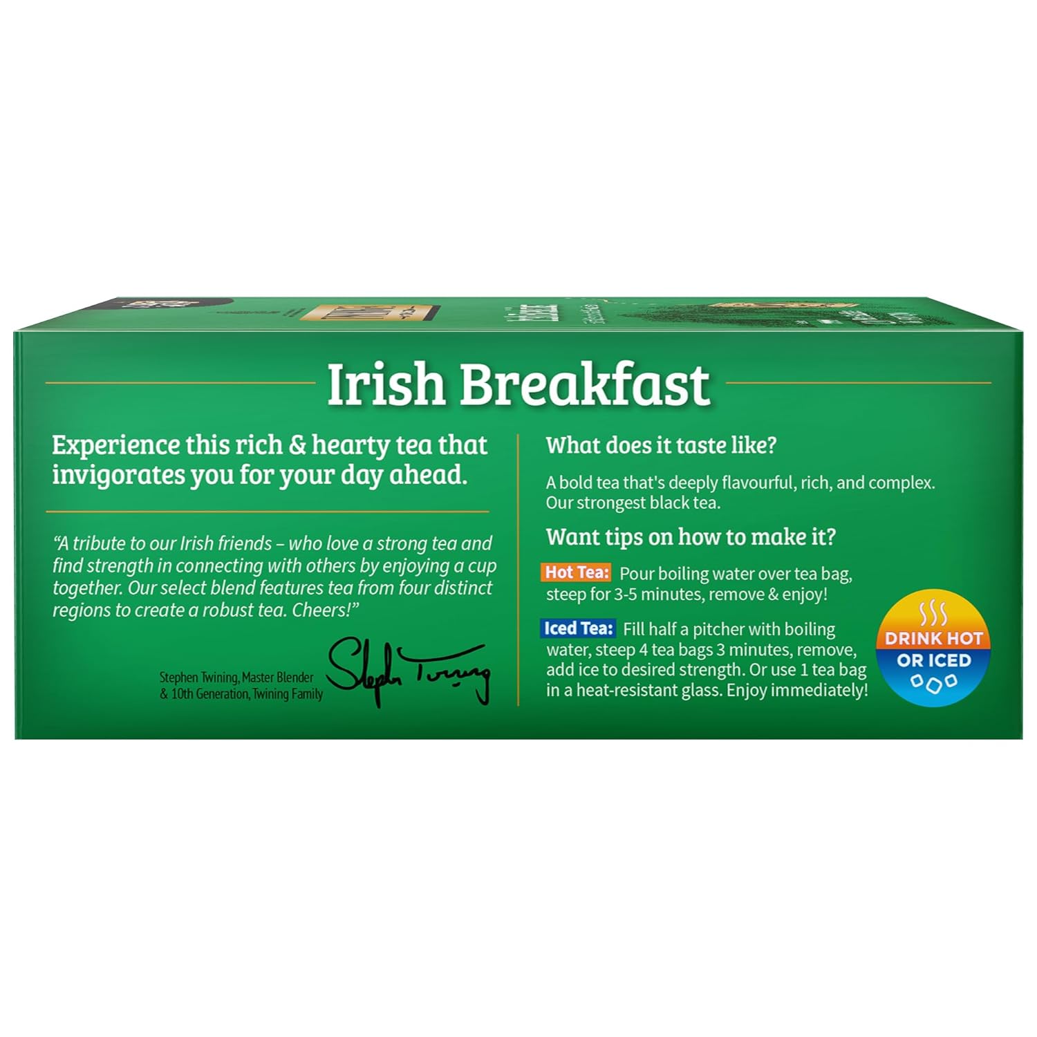 Twinings Irish Breakfast Black Tea Individually Wrapped Bags, 100 Count (Pack Of 1), Flavourful, Bold, And Robust, Caffeinated, Enjoy Hot Or Iced | Packaging May Vary