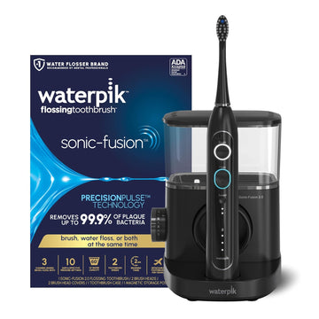 Waterpik Sonic-Fusion 2.0 Professional Flossing Toothbrush, Electric Toothbrush And Water Flosser Combo In One, Black Sf-04, Packaging May Vary