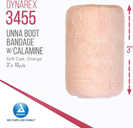 Dynarex Unna Boot Bandage, Individually Packaged, Provides Customized Compression As Treatment For Leg Ulcers With Calamine, Soft Cast, White, 3” X 10 Yds, 1 Unna Boot Bandage