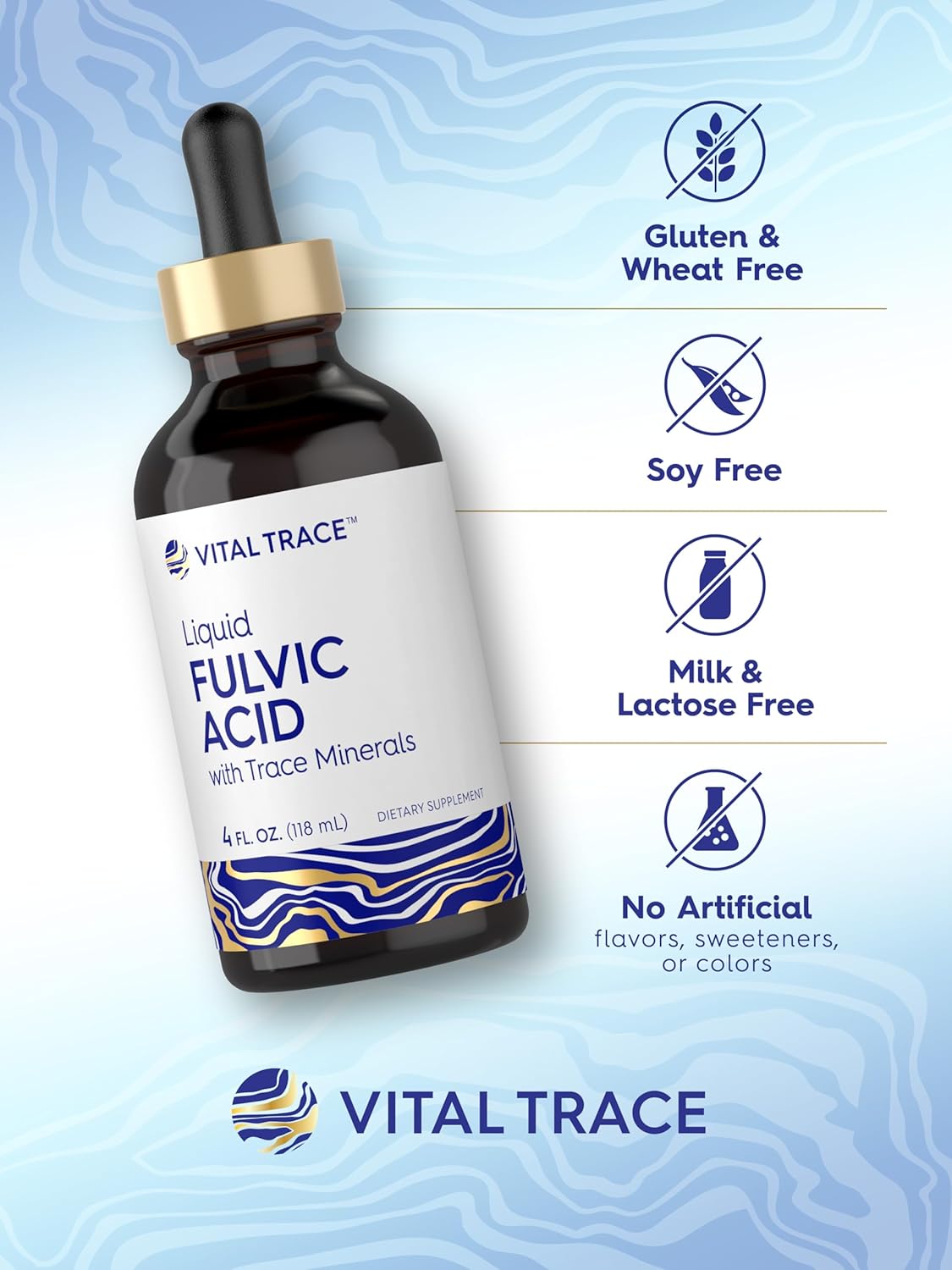 Carlyle Fulvic Acid Drops 4 fl oz | Liquid Trace Minerals | Ionic Supplement | Vegetarian, Non-GMO & Gluten Free | by Vital Trace : Health & Household