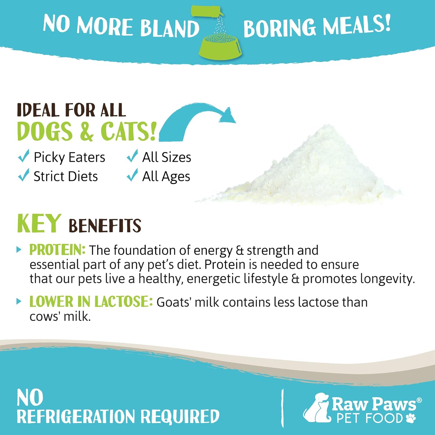 Raw Paws Boost Pet Food Topper Whole Goat Milk Powder, 3.1-oz - Made in USA, Dog Food Toppers for Dry Food - Cat Food Toppers, Dog Food Topper Powder, Dog Food Flavor Topper, Goat Milk Gravy for Cats: Pet Supplies: Amazon.com