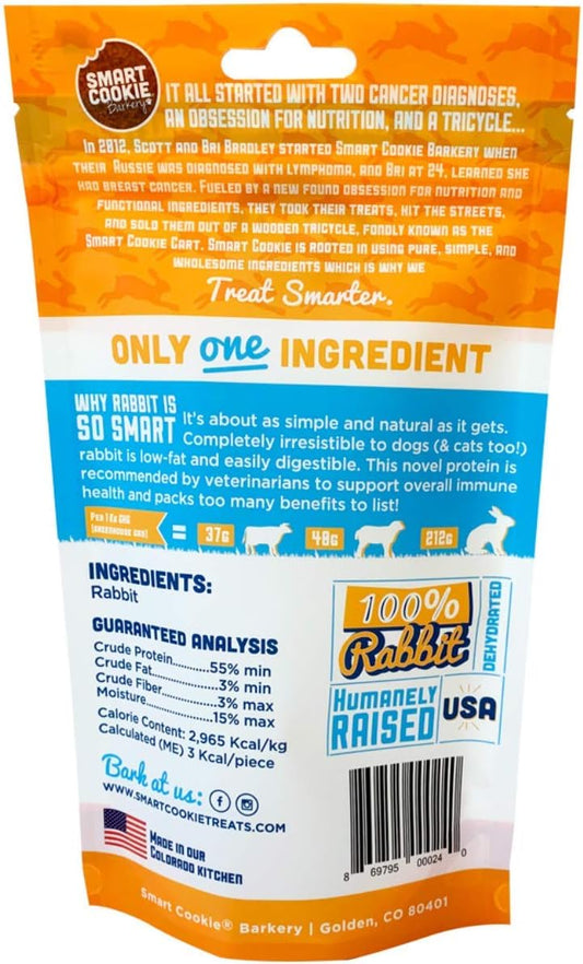 Smart Cookie Single Ingredient Rabbit Jerky Dog Treats - Bite Size Training Treats For Dogs And Puppies With Allergies And Sensitive Stomachs - Dehydrated, 100% Meat, Made In Usa - 3Oz, Pack Of 1