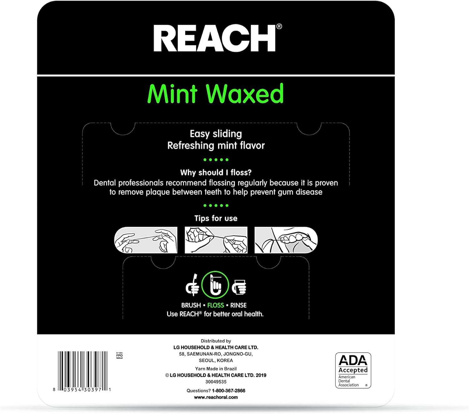 Johnson & Johnson Reach Mint Waxed Dental Floss, 5 Count : Baby Skin Care Products : Health & Household