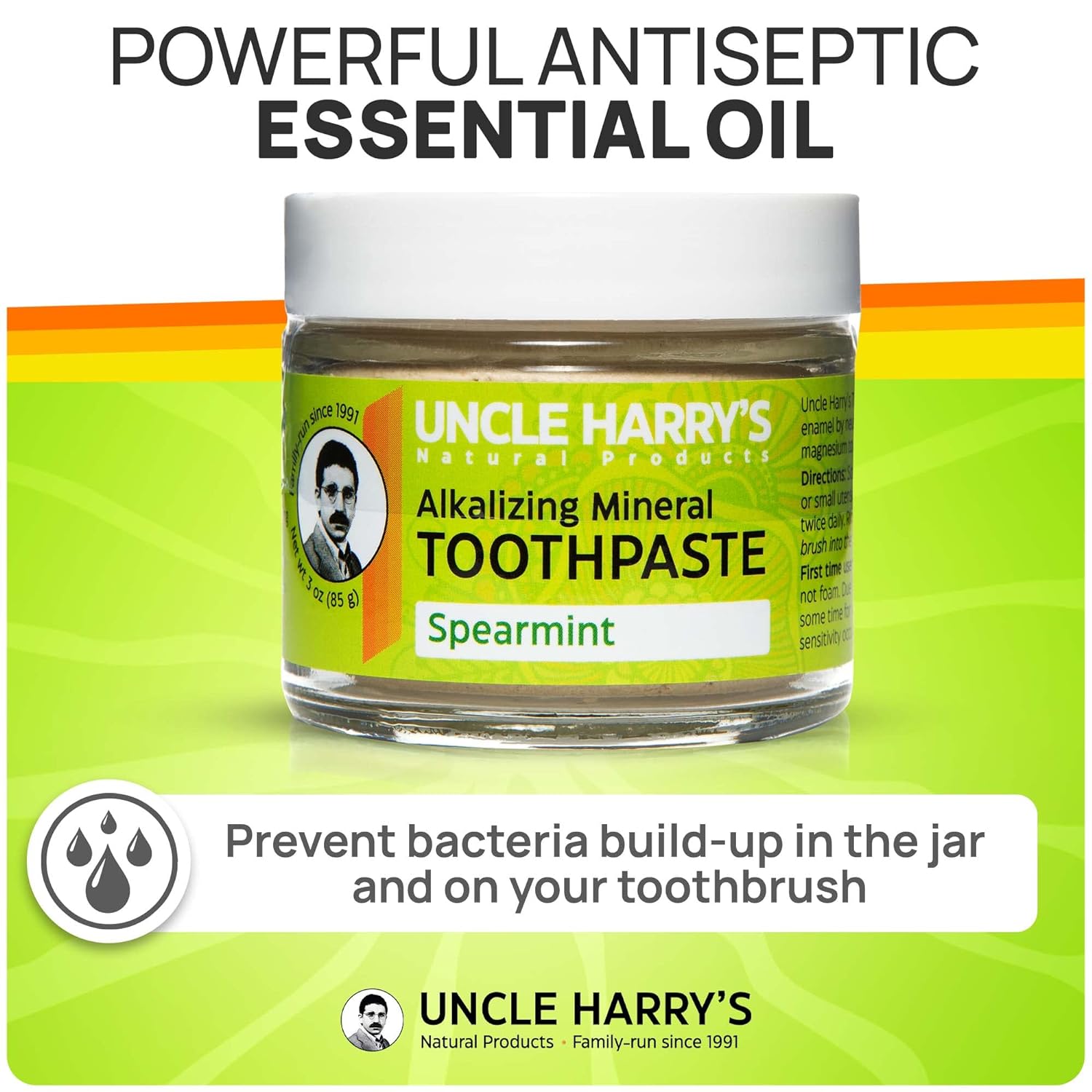 Uncle Harry's Spearmint Remineralizing Toothpaste | Natural Whitening Toothpaste Freshens Breath & Promotes Enamel | Vegan Fluoride Free Toothpaste : Beauty & Personal Care