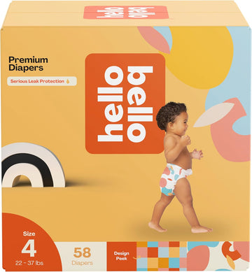 Hello Bello Premium Diapers Size 4, Honeysuckle Designs, 58Ct Club Box