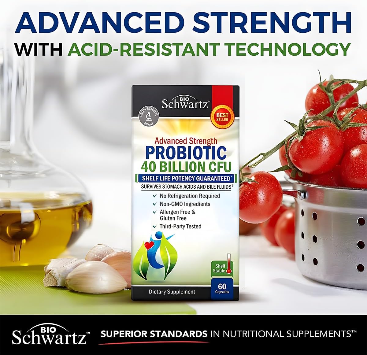 Daily Probiotic Supplement With 40 Billion Cfu - Gut Health Complex With Astragalus And Lactobacillus Acidophilus Probiotic For Women And Men - Shelf Stable With Prebiotics For Digestive Health : Health & Household