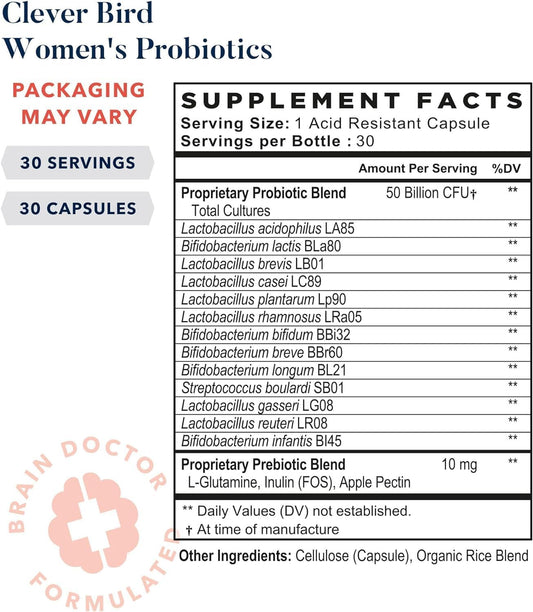 Best Nest Wellness Probiotics For Women - Once Daily Women Probiotic 50 Billion Cfu, 13 Strains Probiotic Nutritional Supplements, Patented Delayed Released Womens Probiotic For Digestive Health, 30Ct