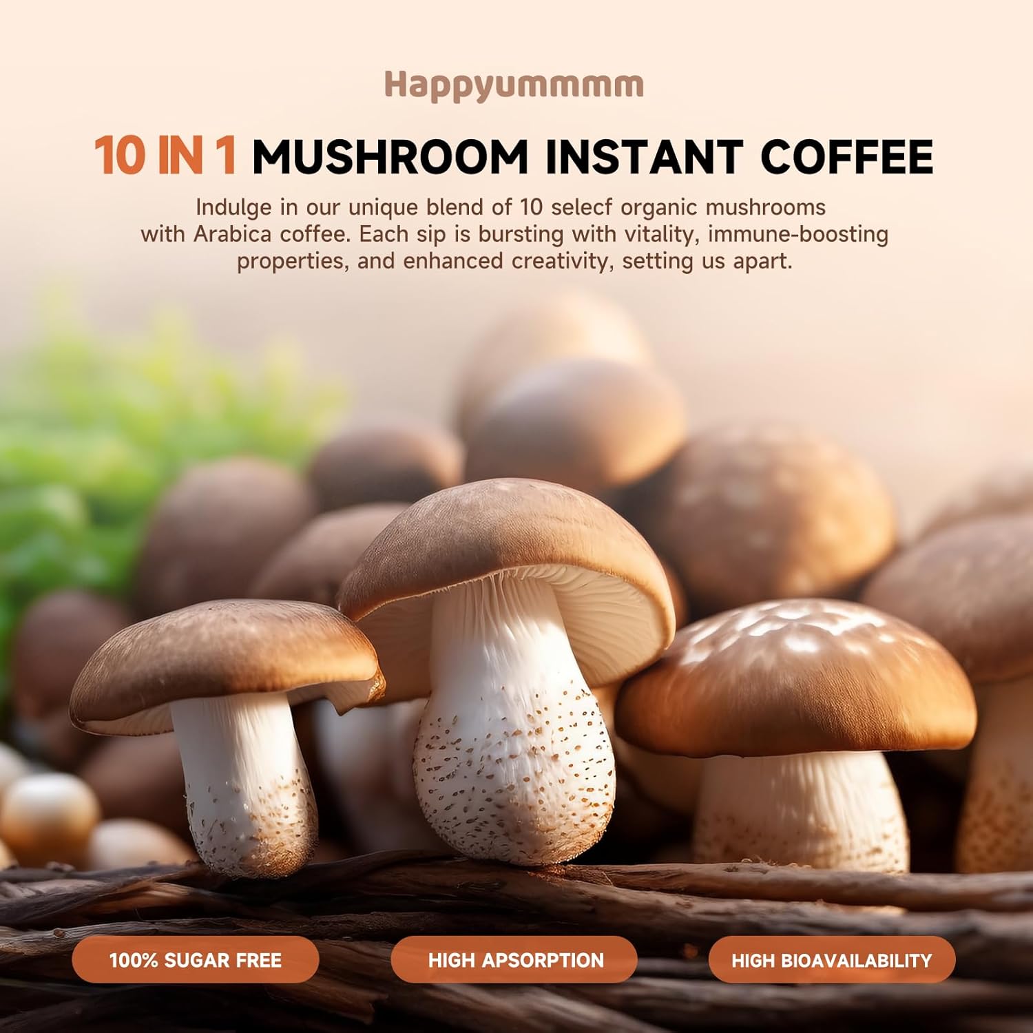 Mushroom Coffee - Lions Mane Mushroom Powder Instant Coffee With Lion'S Mane, Reishi, Chaga, Cordyceps, And Turkey Tail - Alternative For Energy, Mental Clarity & Focus, Brain Booster 6.35Oz(180G) : Grocery & Gourmet Food