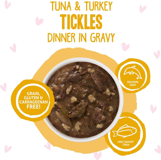 Weruva B.F.F. Omg - Best Feline Friend Oh My Gravy!, Tuna & Turkey Tickles With Tuna & Turkey In Gravy Cat Food, 3Oz Pouch (Pack Of 12)