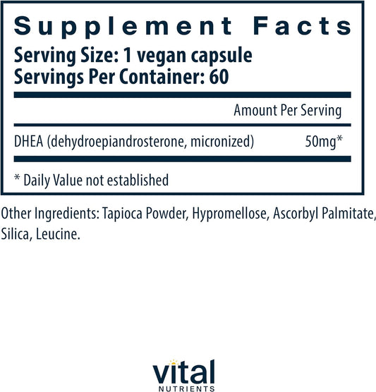 Vital Nutrients Dhea 50 Mg (Micronized) | Supports Metabolism, Bone He