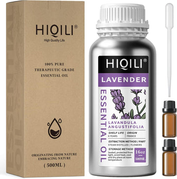 HIQILI 16 Fl Oz Lavender Essential Oil Pure, 100% Pure Natural for Diffuser, Skin - 500ML