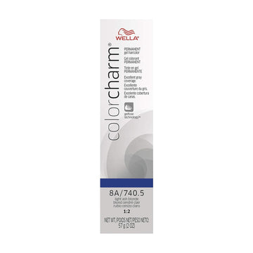 Colorcharm Permanent Gel Hair Color For Gray Coverage, 8A Light Ash Blonde, 2 Oz