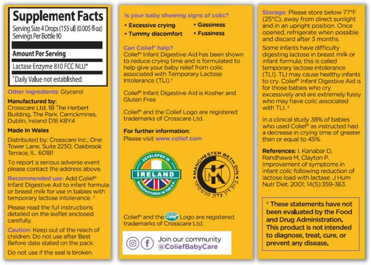 Colief Infant Digestive Aid | Gas Drops For Babies | Natural & Safe Infant Gas Relief | Reduces Baby Colic, Tummy Bloating, Fussing & Crying (0.24)