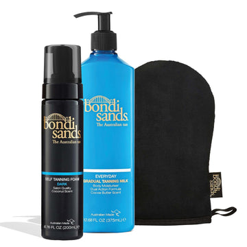 Bondi Sands Prep and Glow Bundle | Includes Self Tan Eraser, Exfoliation Mitt, Ultra Dark Sunless Foam + Everyday Gradual Tanning Milk ($78 Value)