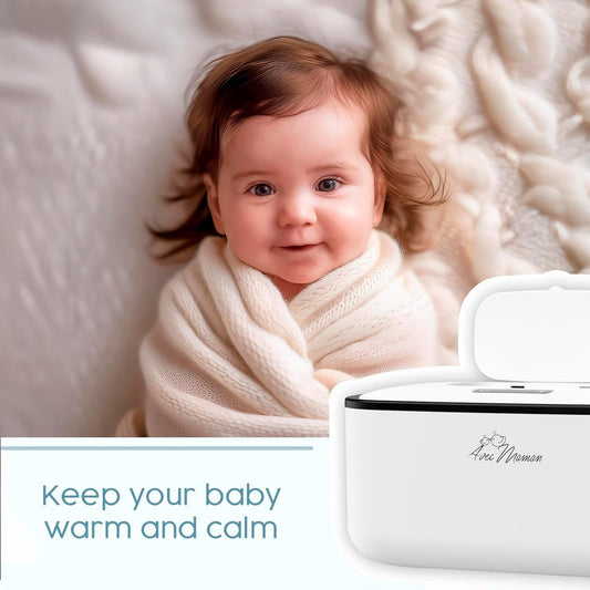 Avec Maman Baby Wipe Warmer Dispenser S1 - Adjustable Digital Temperature Control - Wipe Warmer And Baby Wet Wipes Dispenser - Baby Wipes Warmer - White