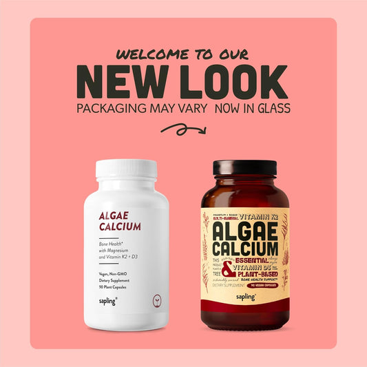 Calcium Supplement - Whole Food With Vitamin K2 & D3, Magnesium, Zinc, Boron, Mineral Complex. Sourced Sustainably From Red Algae. For Bone Strength And Support. Non-Gmo & Vegan 90 Capsules