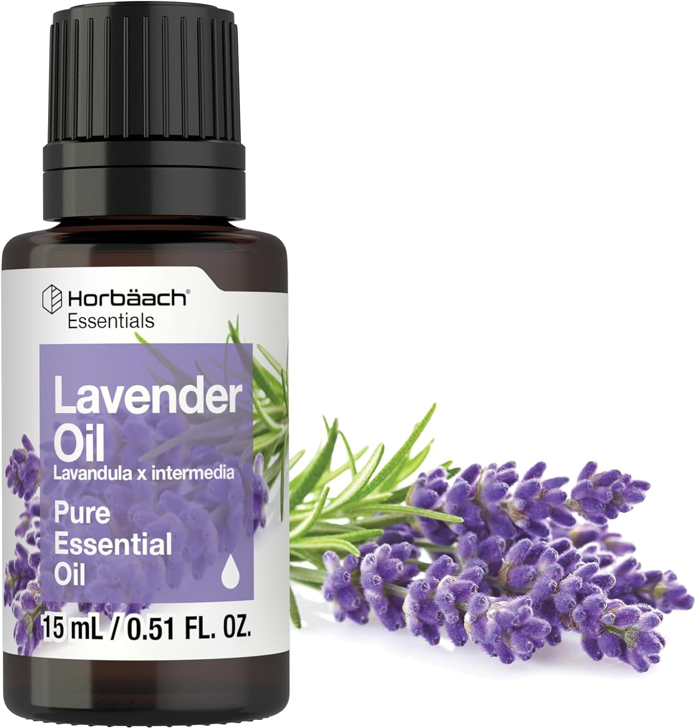 Horbäach Lavender Essential Oil | .51 fl oz (15ml) | for Massage, Bath, or Home Diffusers