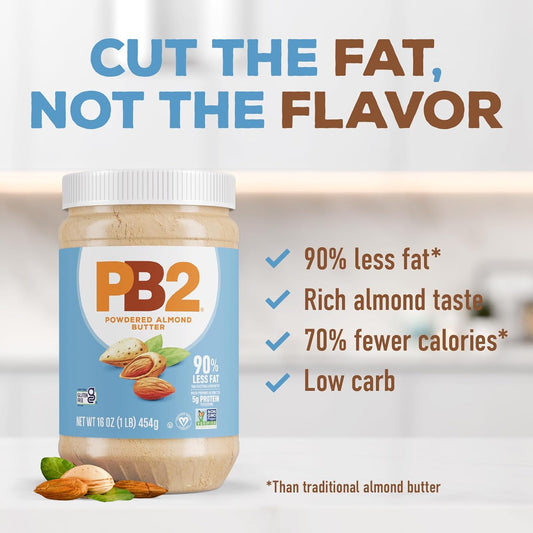 Pb2 Powdered Almond Butter, 6.5Oz Low-Fat Vegan Almond Powder, Low Carb Nut Butter, Non-Gmo, Gluten Free, & Kosher