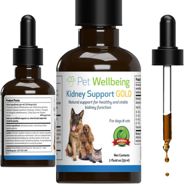 Pet Wellbeing Kidney Support Gold For Cats - Vet-Formulated - Supports Healthy Kidney Function In Cats - Natural Herbal Supplement 2 Oz (59 Ml)