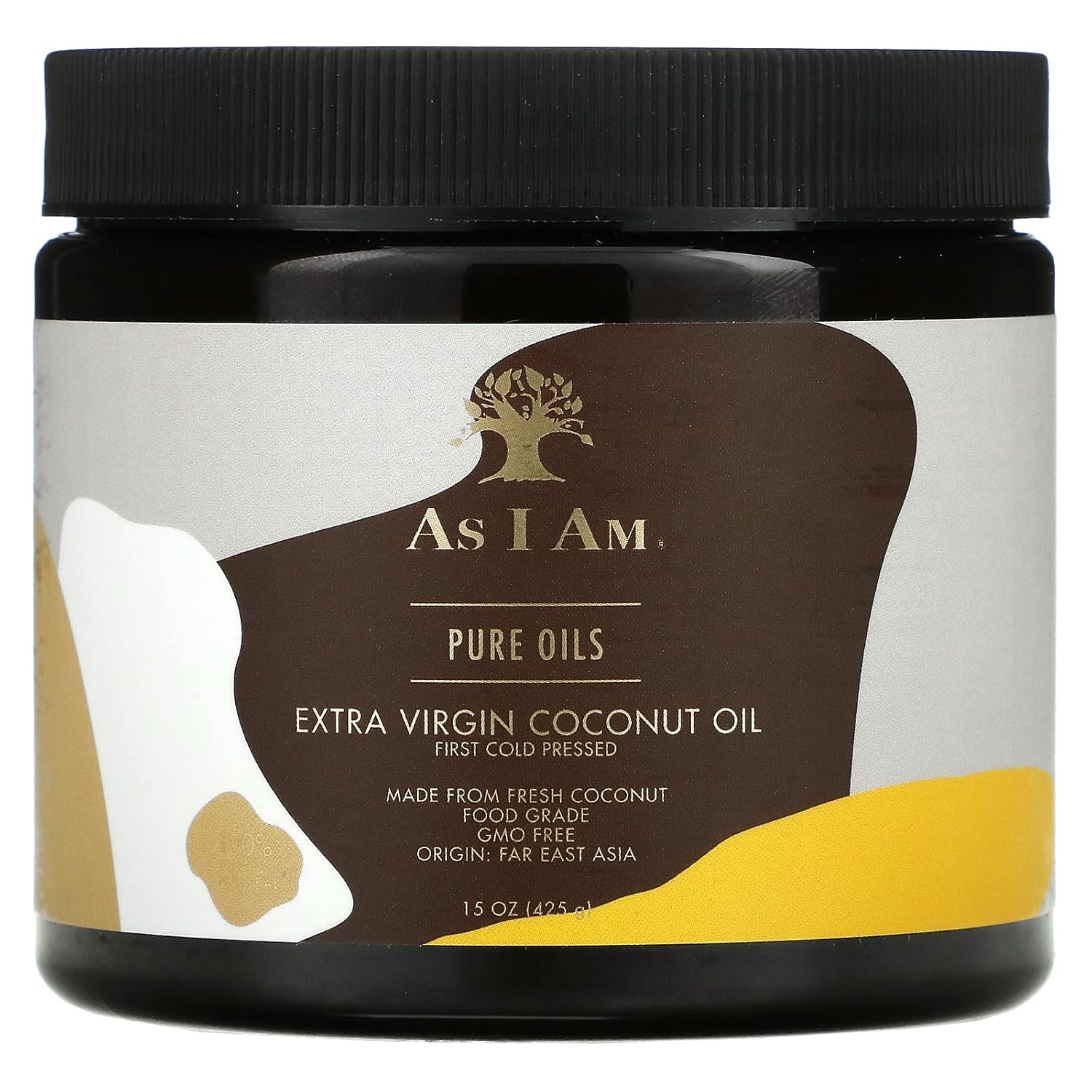 As I Am Pure Oils Extra Virgin Coconut Oil - 15 Ounce - Cold Pressed - 100% Pure And Unrefined Cocos Nucifera Oil - Sourced From Fresh Coconuts Flown In From Far East Asia