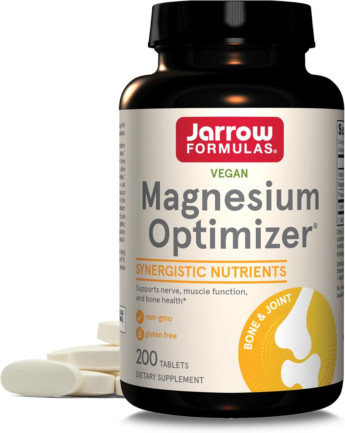 Jarrow Formulas Magnesium Optimizer, Dietary Supplement, Supports Nerve, Muscle Function And Bone Health, 200 Tablets, 100 Day Supply
