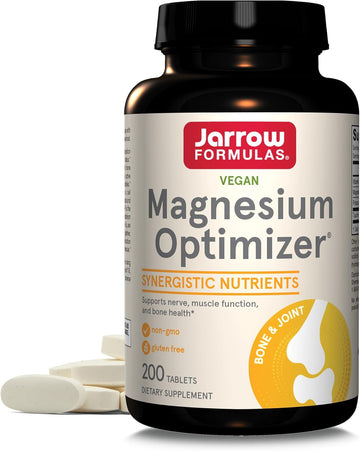 Jarrow Formulas Magnesium Optimizer, Dietary Supplement, Supports Nerve, Muscle Function And Bone Health, 200 Tablets, 100 Day Supply