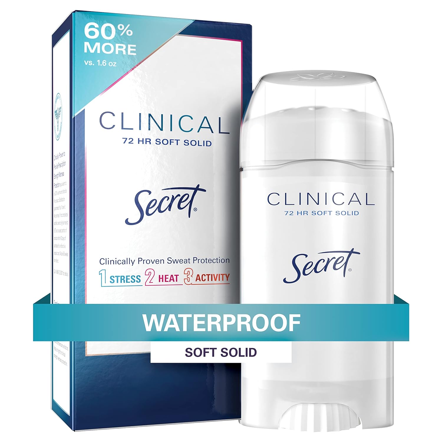 Secret Antiperspirant And Deodorant For Women Clinical Strength Soft Solid Waterproof 2.6 Oz