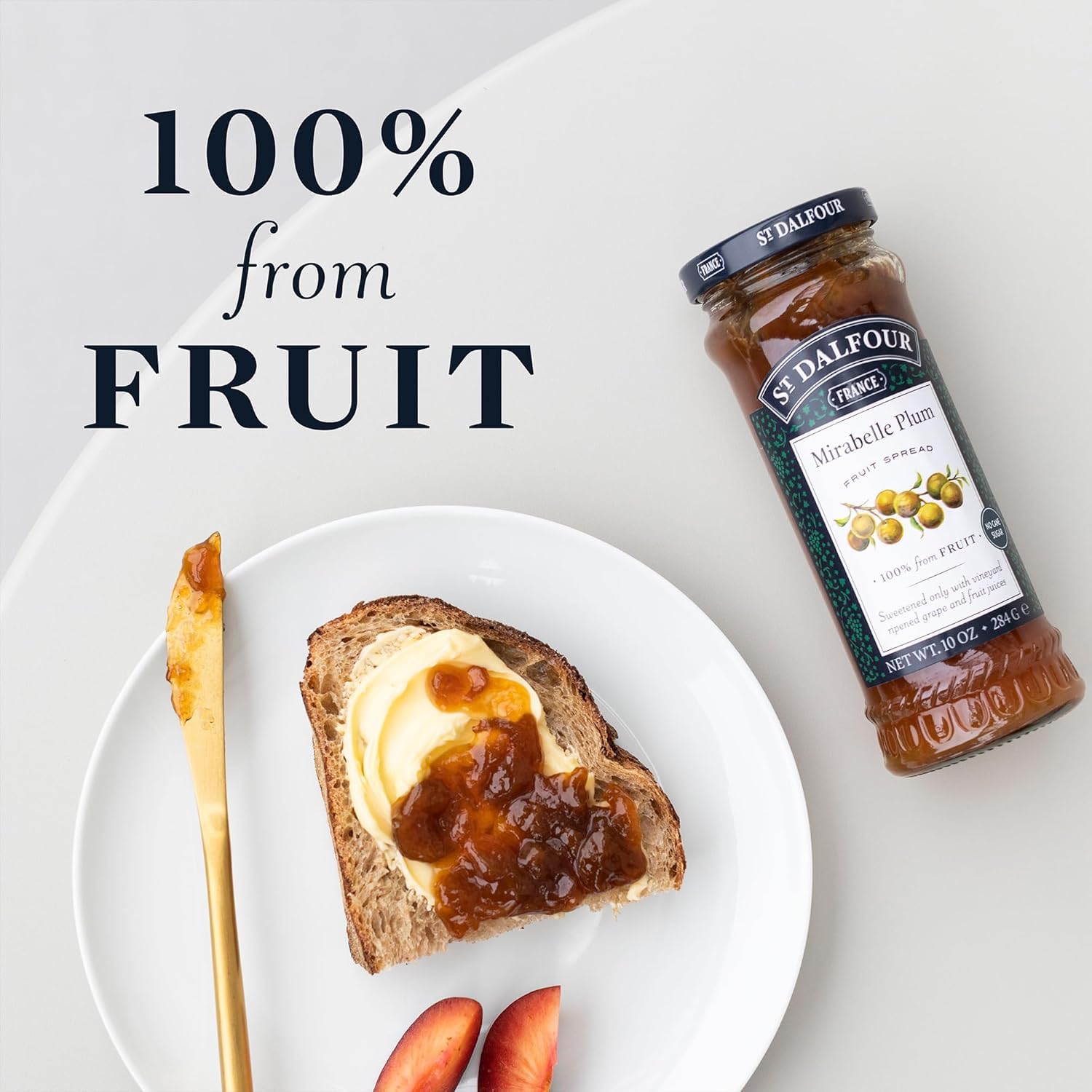 St. Dalfour Mirabelle Plum Fruit Spread - 10Oz - 100% From Fruit, No Artificial Ingredients, Non-Gmo, No Cane Sugars, All Natural, Made In France : Grocery & Gourmet Food