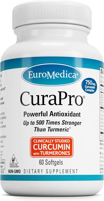Euromedica Curapro - Antioxidant Supplement For Brain & Cardiovascular Health Support - Herbal Supplement With Curcumin - Dietary Immune Support Supplement - 60 Softgels
