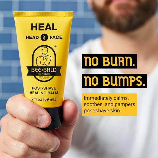 Bee Bald HEAL Post-Shave Healing Balm Immediately Calms & Soothes Damaged Skin, Treats Bumps, Redness, Razor Burn & Other Shaving Related Irritations, 2 Fl Oz