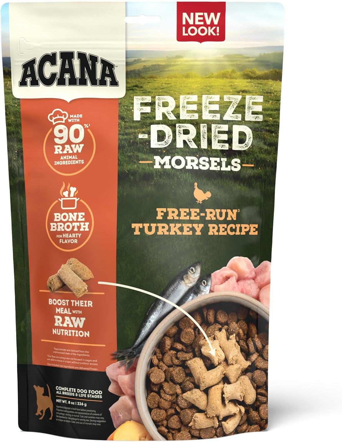 Acana Freeze Dried Dog Food Meal & Topper, Grain Free, High Protein Free-Run Turkey Recipe, 8 Oz