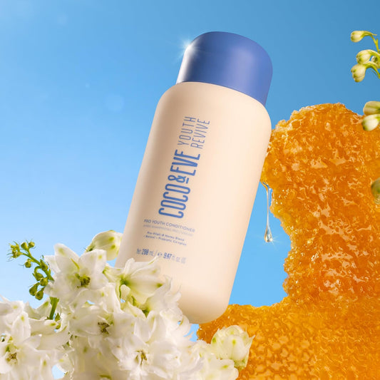Coco & Eve Pro Youth Conditioner. Anti-Aging, Strength, Shine, Volume. Regulate Dandruff. With Honey, Retinol For Youthful Hydrated Hair. (280Ml)