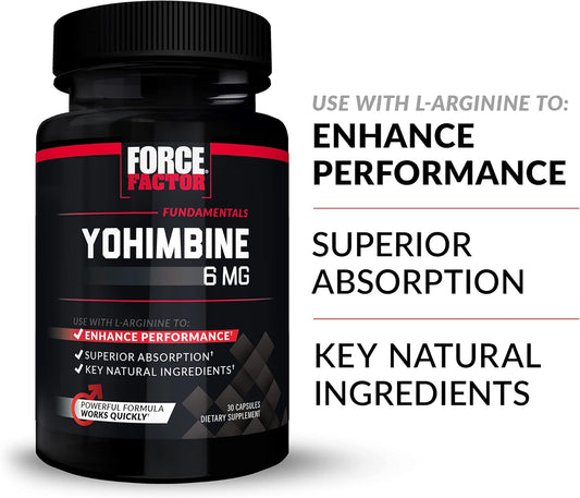 Force Factor Yohimbine Supplement For Men, Yohimbe Bark Extract With Superior Absorption To Enhance Performance, 6Mg Yohimbine Bark Pills With Key Natural Ingredients, 90 Capsules (3-Pack)