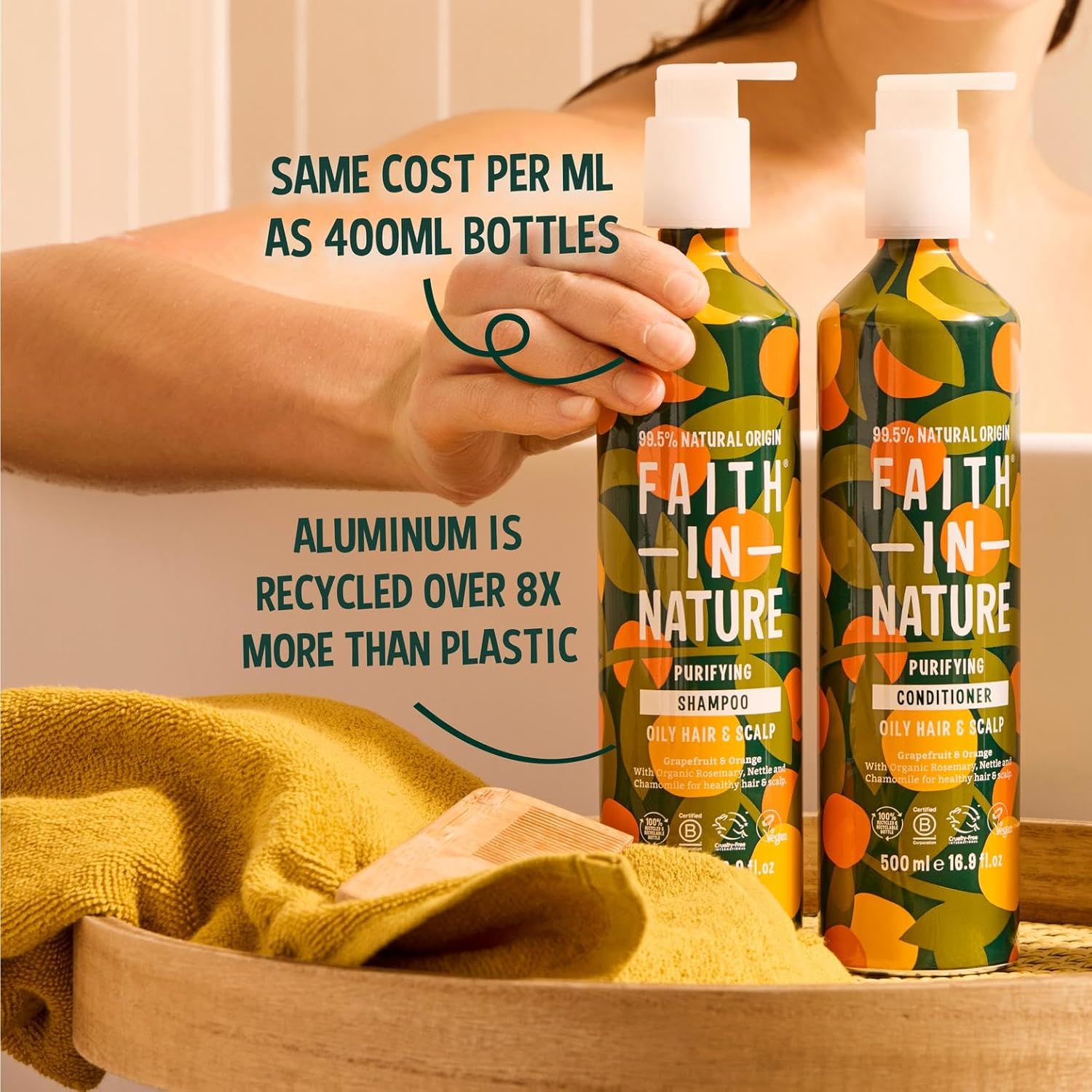 Faith In Nature - Natural Shampoo Aluminium Bottle - Vegan & Cruelty Free, No SLS or Parabens - 500ml, Grapefruit & Orange : Amazon.co.uk: Beauty