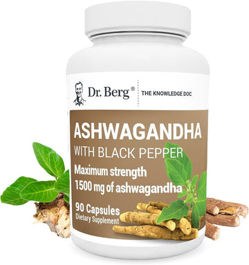 Dr. Berg Ashwagandha Capsules 1500Mg - Includes Organic Ashwagandha Root With Black Pepper From Bioperine - Ashwagandha Supplements 90 Capsules