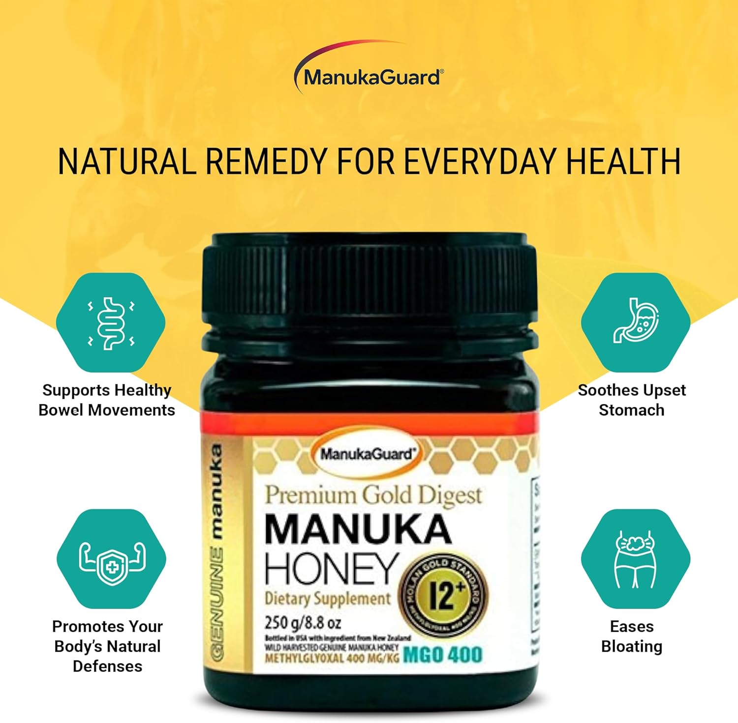 Manukaguard Premium Gold Manuka Honey 12+ Mgo 400 : Grocery & Gourmet Food