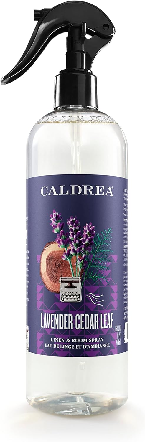 Caldrea Linen And Room Spray Air Freshener, Made With Essential Oils, Plant-Derived And Other Thoughtfully Chosen Ingredients, Lavender Cedar Leaf Scent, 16 Oz