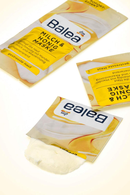 Balea Milk And Honey Mask With Instant Effect - Mask With Macadamia Nut Oil, Almond Milk And Acacia Honey 8 Pcs X 8 Ml, Germany